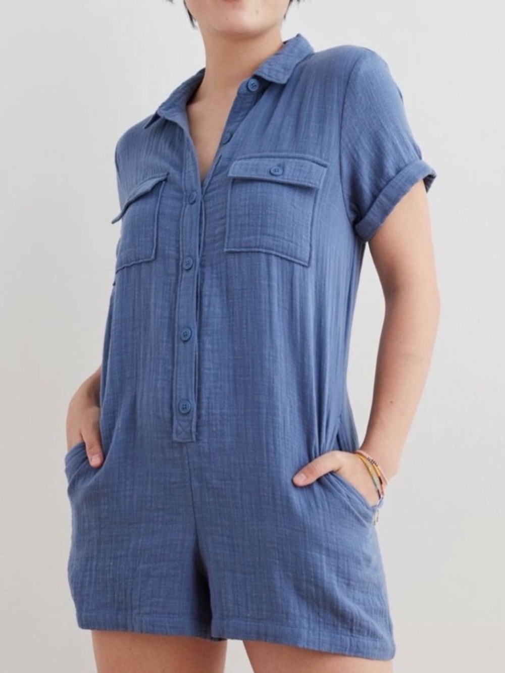 Aerie Utility Style Gauze/Waffle Texture Romper